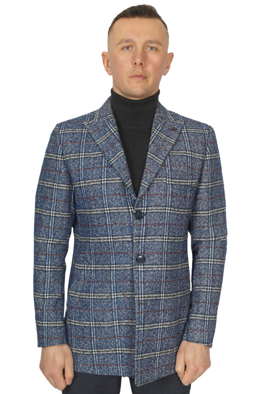 Фото товара Пальто голубе в клітинку  MCR, артикул: 0013-0013 Пальто