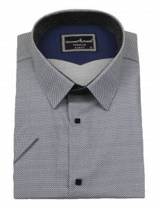 Фото Рубашка c коротким рукавом серая в синюю точку Giovanni Fratelli артикул: 7013 Приталений крій