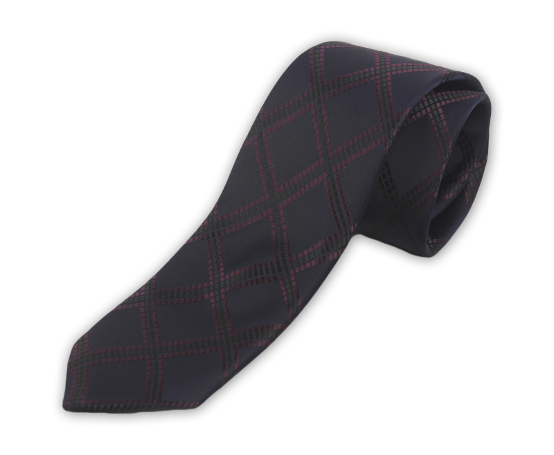 Фото товара Галстук тёмно-синий сиреневая клетка с платочком FABIO DIVAYO, артикул: 78231 Краватки