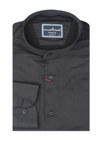 Фото Рубашка чёрная воротник стойка GIOVANNI FRATELLI артикул: 7039-40 Приталені