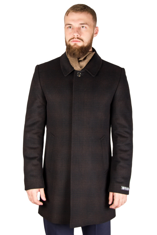 Фото товара Пальто чёрное в коричневую клетку MAIKLEN, артикул: 0118092 Пальто