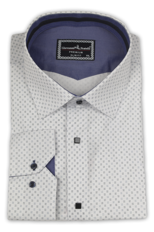 Фото товара Рубашка белая в узор Giovanni Fratelli, артикул: 5009-1 Приталені
