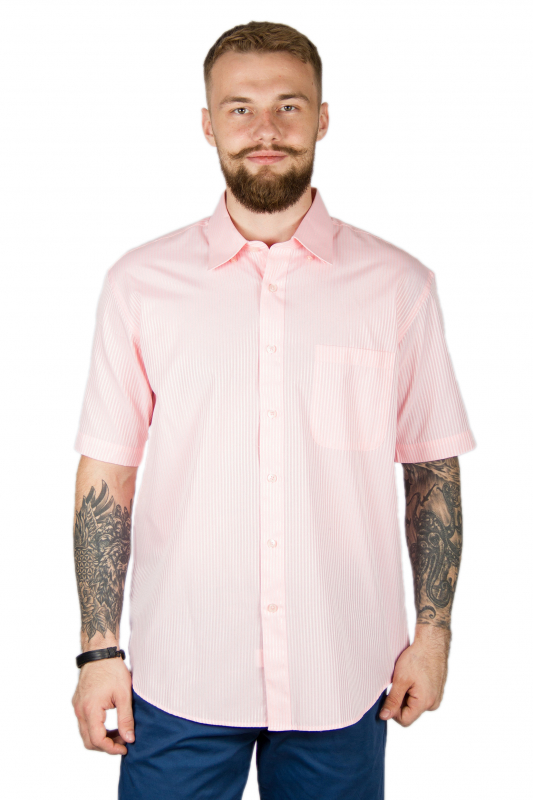 Фото Рубашка с коротким рукавом розовая Business Class артикул: 2717 Класичний крій