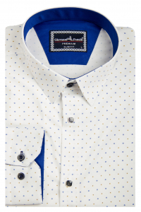 Фото Рубашка белая цветной узор Giovanni Fratelli артикул: 6023 Приталені