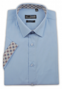 Фото Рубашка с коротким рукавом голубая Castello артикул: 2000-3 Приталений крій