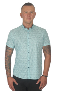 Фото товара Рубашка салатовая в  рисунок MCR, артикул: 37211 Приталений крій