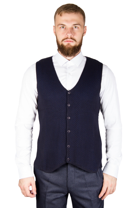 Фото товара Жилет трикотажный тёмно-синий SIGNORE, артикул: 28850 Жилет + брюки