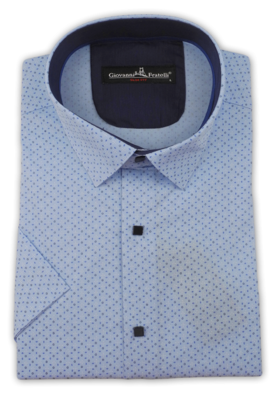 Фото товара Рубашка с коротким рукавом голубая Giovanni Fratelli, артикул: 4042 Приталений крій