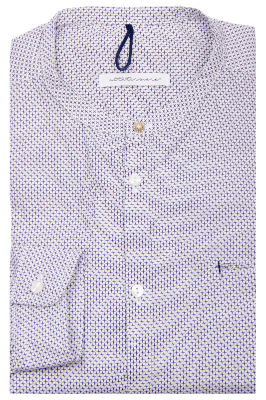 Фото товара Рубашка белая в серый узор ALTATENSIONE, артикул: 3819 Приталені