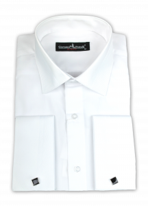 Фото Рубашка белая однотонная под запонки узор на манжете и вороте  Giovanni Fratelli артикул: 1209-1 Під запонки
