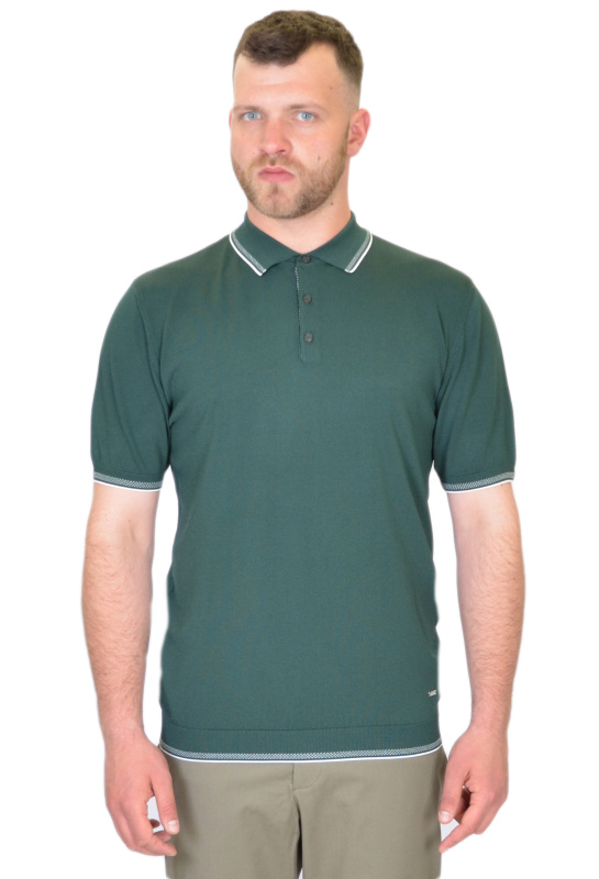 Фото товара Футболка-поло темно-зелена ENRICO CERINI 233308, артикул: 233308 Футболки та поло