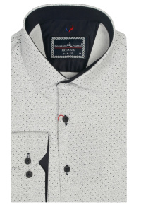 Фото товара Сорочка біла в синій малюнок GIOVANNI FRATELLI, артикул: 2123 Приталені