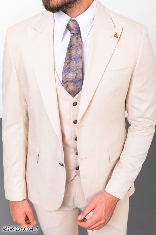 Фото товара Костюм трійка світло-бежевий MCR 45249-2, артикул: 45249-2 костюм 3 зріст ( 164-178 )