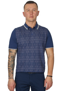 Фото Футболка-поло синяя в узор ENRICO CERINI артикул: 183201 Футболки та поло