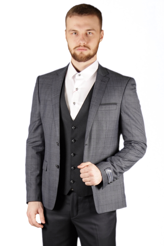 Фото товара Костюм тройка синий в клетку OLIVER MANCINI, артикул: 8512 костюм 3 зріст ( 164-178 )