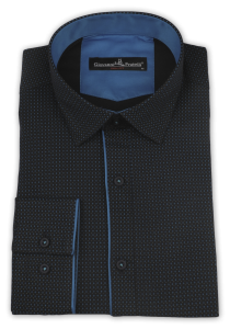 Фото Рубашка синяя Giovanni Frateli артикул: 2905-3 Приталені