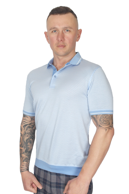 Фото товара Футболка-поло голуба в білий малюнок WHITE HOUSE, артикул: 211651 Футболки та поло