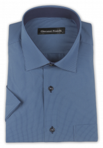 Фото Рубашка c коротким рукавом синяя Giovanni Fratell артикул: 0343-3 Класичний крій