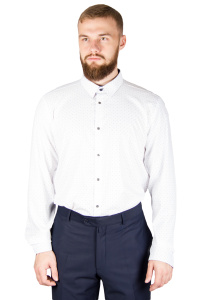 Фото Рубашка белая цветной узор Giovanni Fratelli артикул: 6023 Приталені