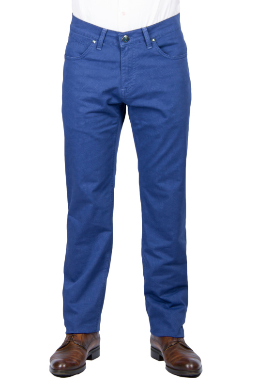 Фото товара Брюки синие котоновые текстурный узор Enrico Cerini, артикул: 191415 Брюки