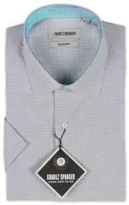Фото товара Рубашка с коротким рукавом светло-серая Charlz Spanser, артикул: 269781 Приталений крій Фото товара Рубашка с коротким рукавом светло-серая Charlz Spanser, артикул: 269781 Приталений крій