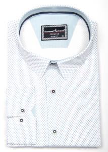 Фото товара Рубашка белая в голубой рисунок Giovanni Fratelli, артикул: 5026 Приталені