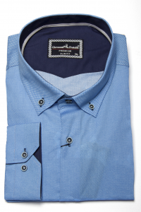 Фото Рубашка голубая в белую точку Giovanni Fratelli артикул: 5011-9 Приталені