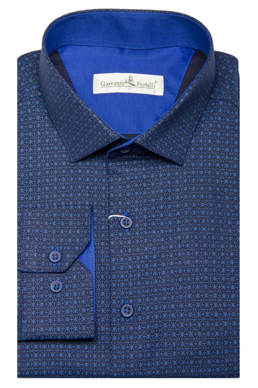 Фото товара Рубашка тёмно-синяя в узор  Giovanni Fratelli, артикул: 8031-10 Класичні 