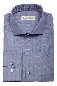 Фото товара Рубашка синяя текстурная клетка Giovanni Frateli, артикул: 0342-3 Класичні 