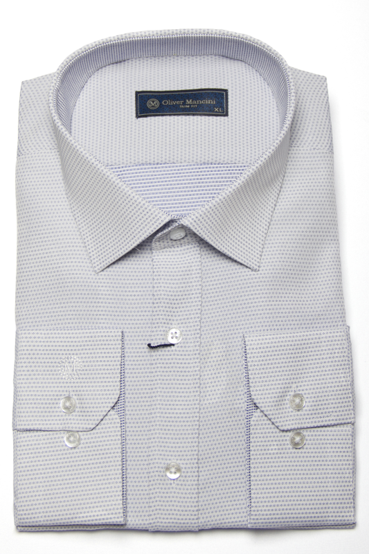 Фото товара Рубашка светло-голубая в точечку OLIVER MANCINI, артикул: 16007-2775 Приталені