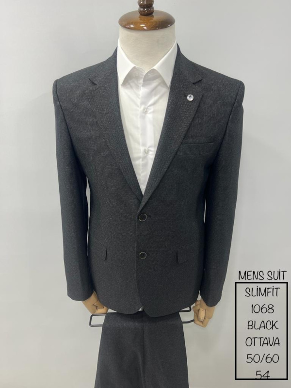 Фото товара Костюм чорний текстурний TONY CASSANO 1068, артикул: 1068 костюм 3 зріст ( 164-178 )