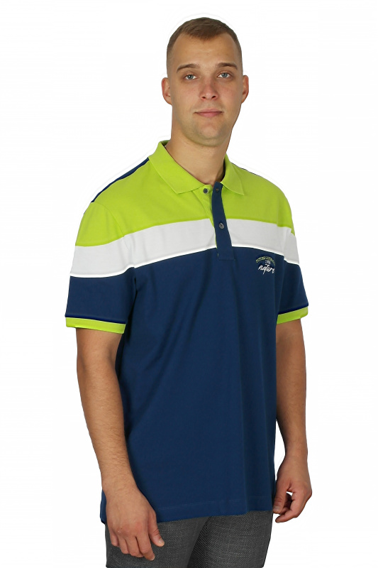 Фото товара Футболка поло синя з білим та салатовим  ARMA, артикул: 8692-2 Футболки та поло