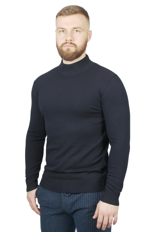 Фото товара Светр гольф темно-синій однотонний MCR, артикул: 11357-4 Светри , Кофти поло