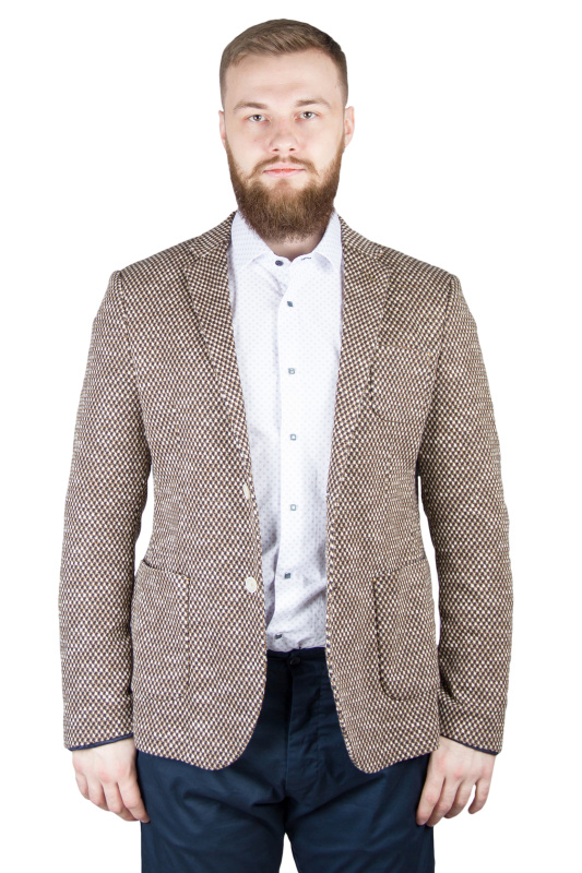 Фото товара Пиджак коричневый трикотажный BICOLORE, артикул: 1783 Піджаки