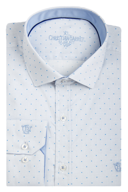 Фото товара Рубашка голубая в точечку CHRISTIAN BARRET, артикул: 2-1 Приталені