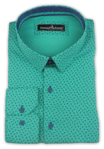 Фото Рубашка зеленая Giovanni Fratelli артикул: 2475-1 Приталені