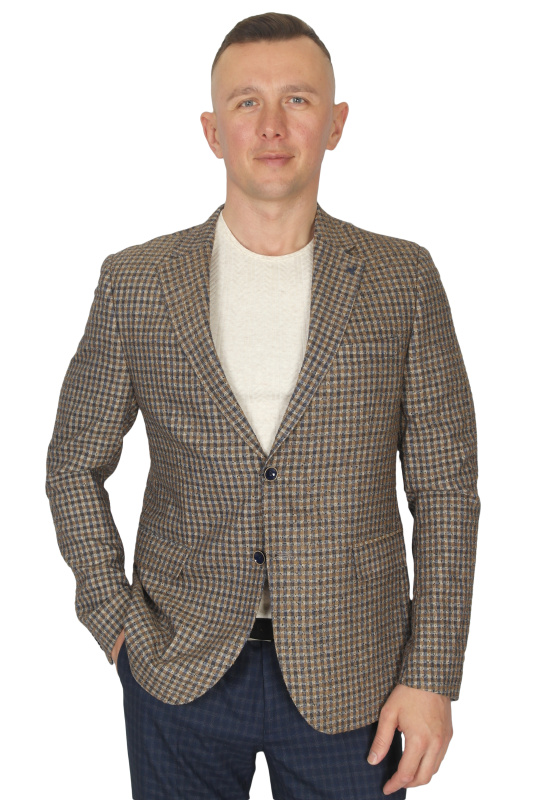 Фото товара Пиджак бежевий з синім в клітинку  MCR, артикул: 40149-2 Піджаки