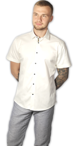 Фото Рубашка c коротким рукавом "айвори", застёжка на кнопках Giovanni Fratelli артикул: 7032 Приталений крій