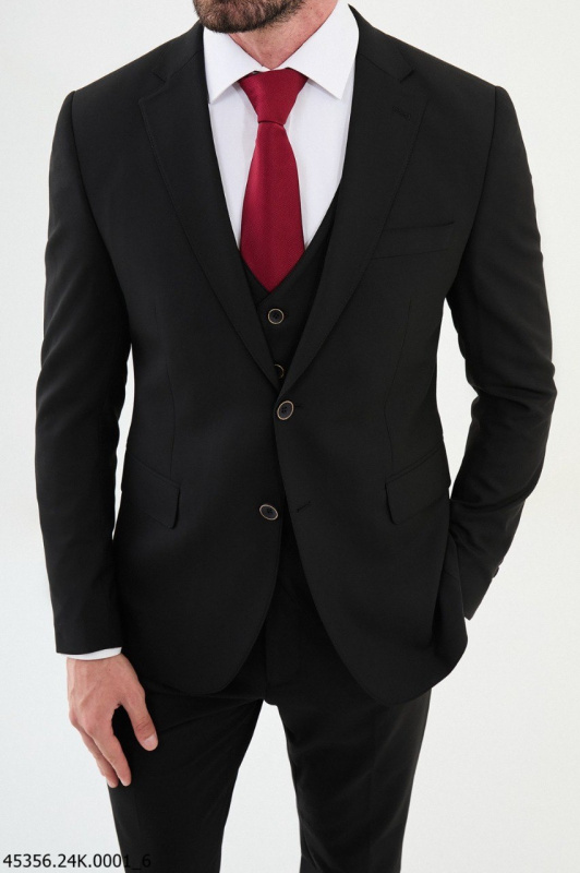 Фото товара Костюм чорний трійка однотонний  MCR 45356, артикул: 45356 костюм 3 зріст ( 164-178 )