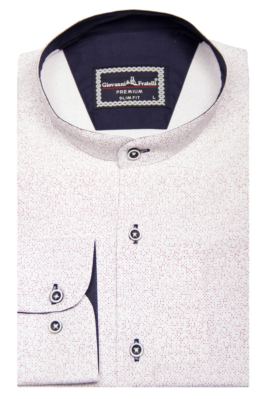 Фото товара Рубашка белая в красный узор GIOVANNI FRATELLI, артикул: 1461-2 Приталені