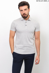 Фото Футболка поло біло-сіра текстурна в`язка  MCR артикул: 36718 Футболки та поло