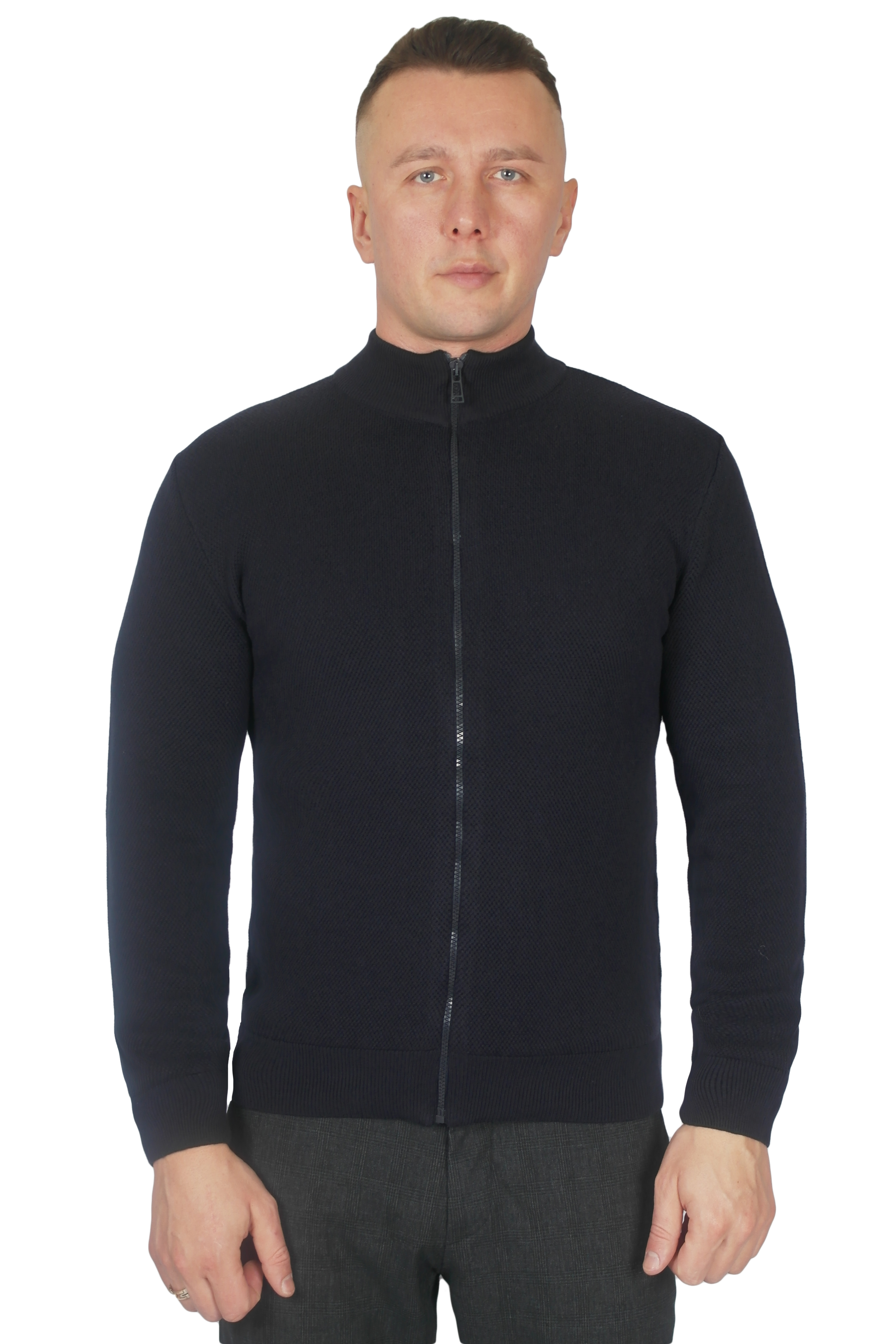 Светр темно-синій на блискавці MCR