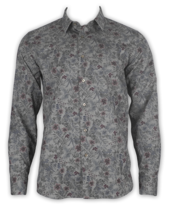 Фото товара Рубашка серая в цветочный рисунок DAMAT, артикул: 4280 Приталені