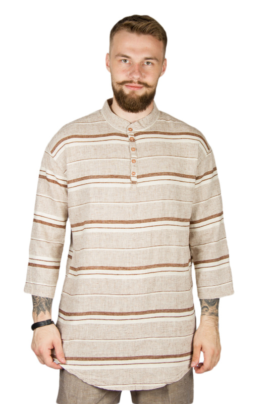 Фото товара Рубашка бежевая воротник стойка PRIMO EMPORIO, артикул: 2269044 Приталені