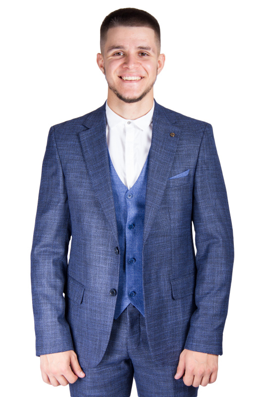 Фото товара Костюм тройка синий меланж текстурный CHRISTIAN BARRET, артикул: 165874-5 костюм 3 зріст ( 164-178 )