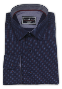 Фото Рубашка синяя голубой узор  Giovanni Frateli артикул: 4077 Приталені