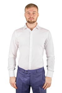 Фото товара Рубашка белая текстурный узор OLIVER MANCINI, артикул: 9255-0775 Приталені