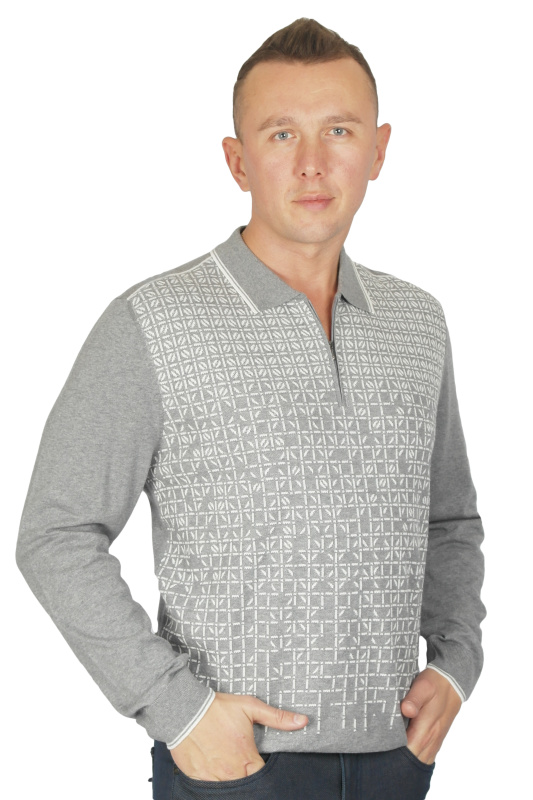 Фото товара Кофта поло сіра з білим малюнком WHITE HOUSE, артикул: 7721 Светри , Кофти поло