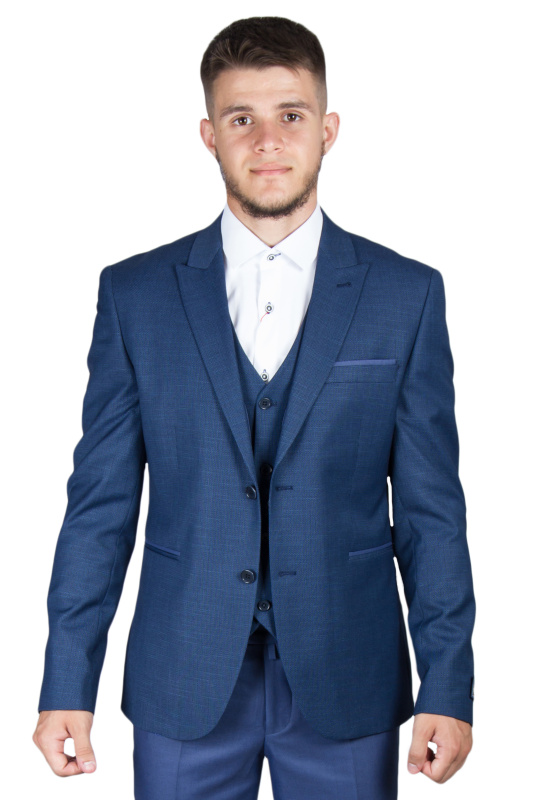 Фото товара Костюм синий с жилетом тройка  CARDOZO, артикул: 267-213 костюм 3 зріст ( 164-178 )