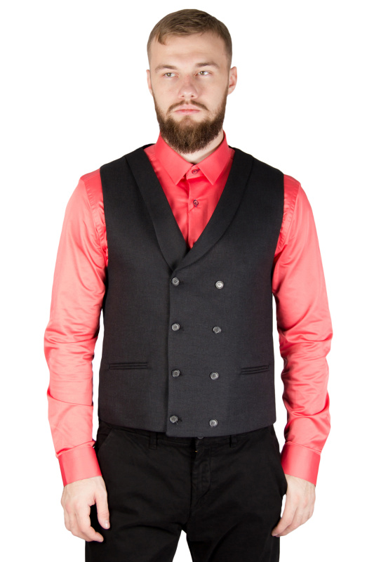 Фото товара Жилет чёрный двубортный MODA CRISE, артикул: 40933 Жилет + брюки